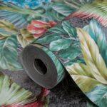 Wallpaper Parrot and Tropical Plant Trend Gray Code 9905-4