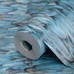 Modern Bird Feather Patterned Wallpaper Blue Code 9913-3