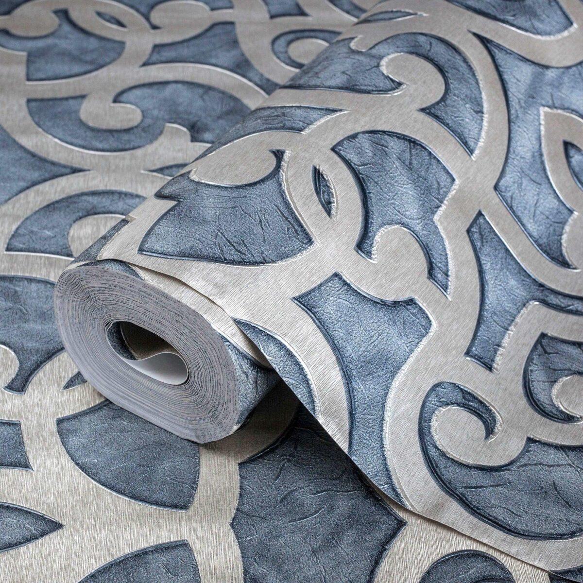 Bold neoclassical damask ornament wallpaper Black Code 7810-4 - Image 1