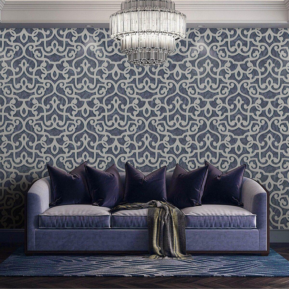 Bold neoclassical damask ornament wallpaper Black Code 7810-4 - Image 6