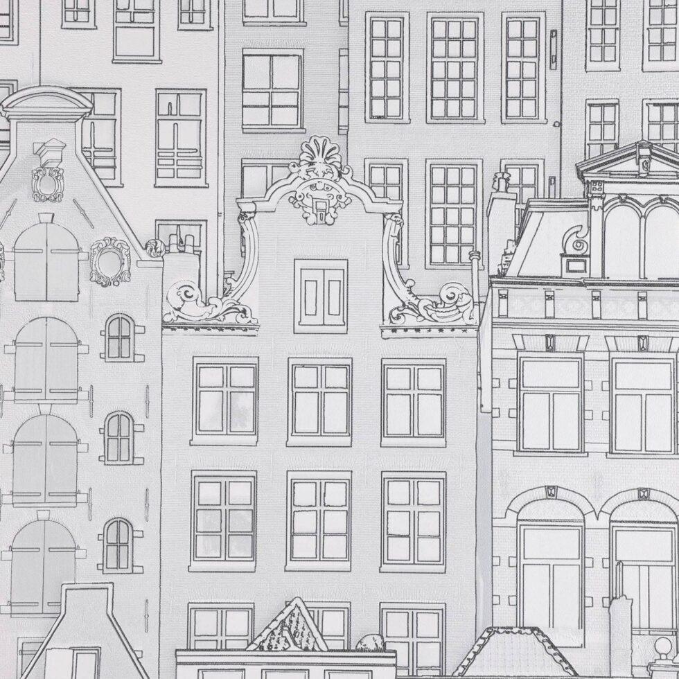 Amsterdam Houses Modern Design Wallpaper Silver Code 23115-1 - Image 6