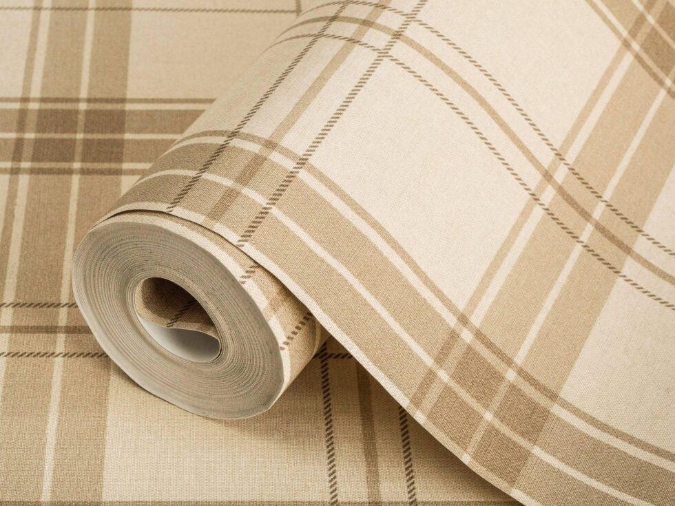 Burberry Textile Inspiration Checkered Pattern Wallpaper Beige Code 3714-2