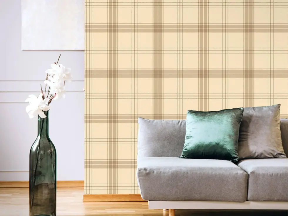 Burberry Textile Inspiration Checkered Pattern Wallpaper Beige Code 3714-2 - Image 4