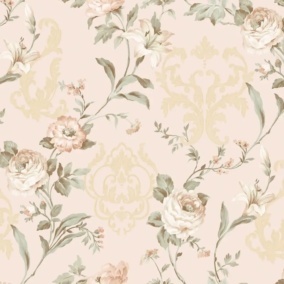 Floral damask with blooming roses ornament wallpaper Cream Code 7803-1 - Image 5