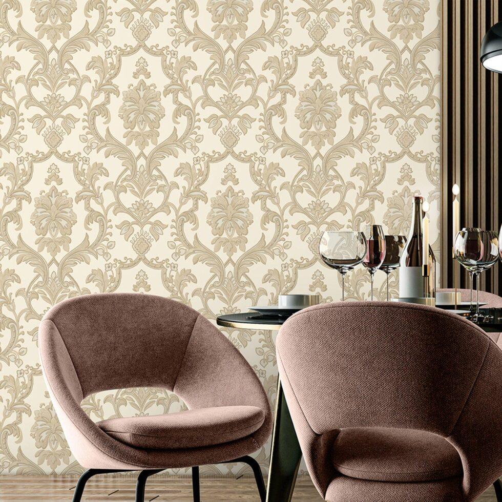 Classic Damask Design Wallpaper Cream Code 1407-2 - Image 2