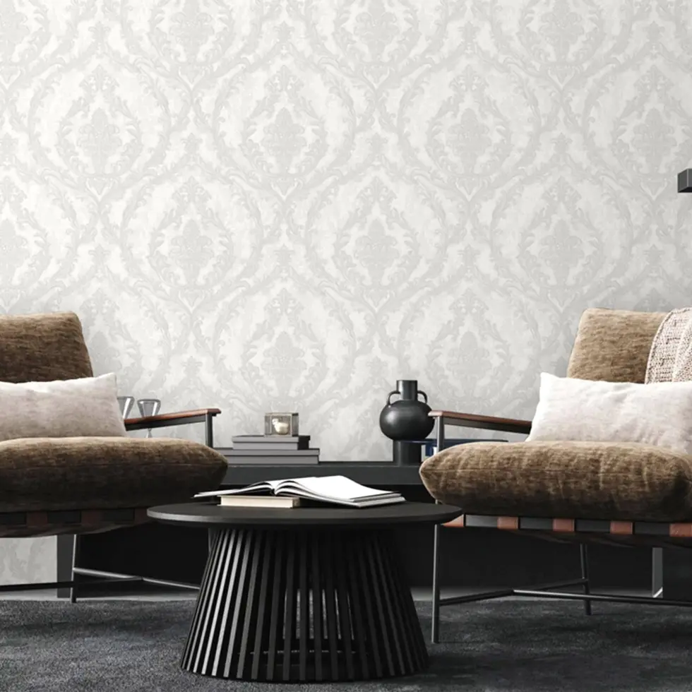 Damask Design Wallpaper White Code 1401-1 - Image 2