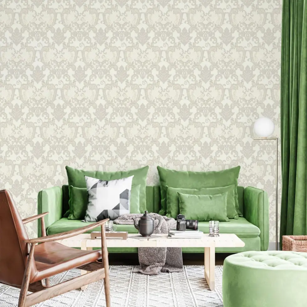 Damask Design Wallpaper White Code 1411-1 - Image 2