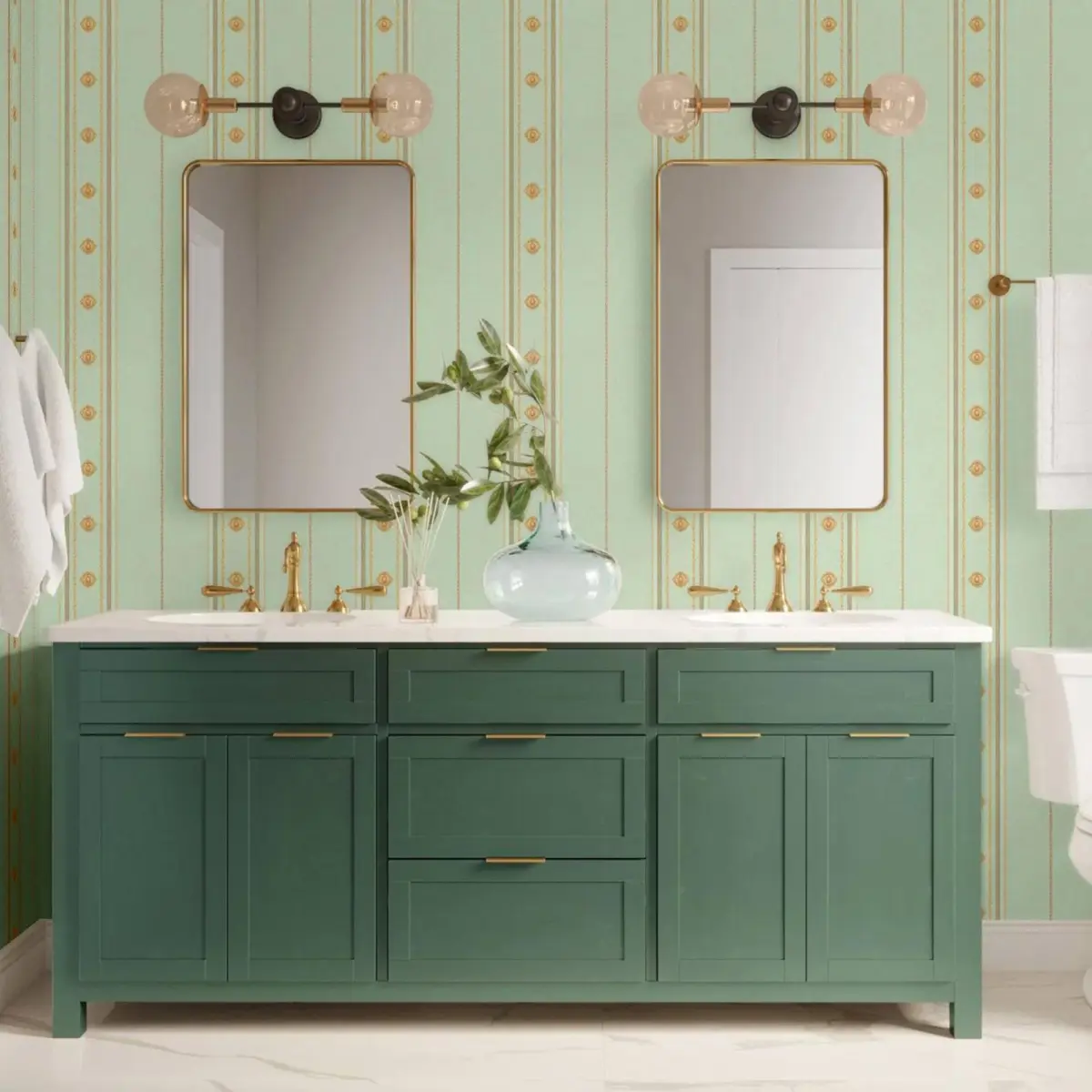 Classical Striped Wallpaper Green Code 1309-4 - Image 6