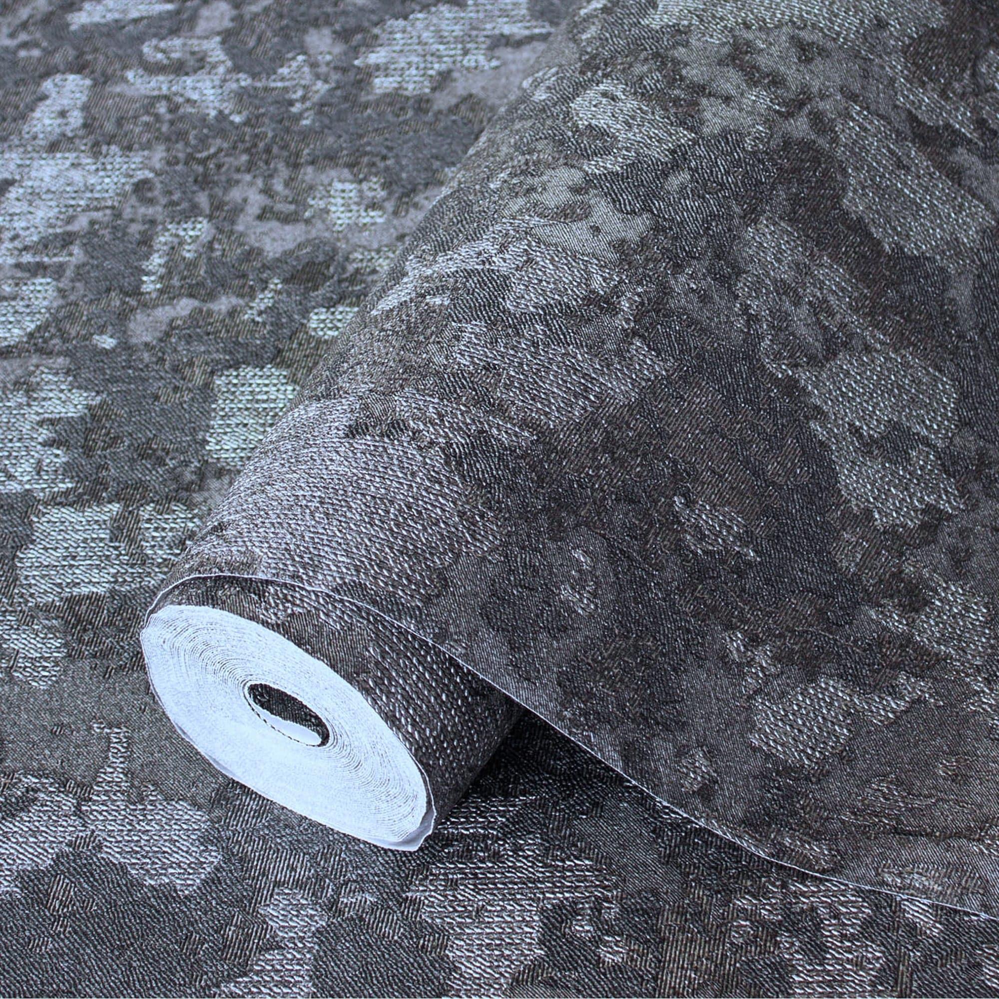 distressed-worn-wallpaper-black-3d-embossed-textured-weathered-solid-color-wallcovering-abstract-contemporary-home-commercial-interior-wall-design-walloro-high-end-wallcoverings-and-m_67a5a791-4 Split Color Design Wallpaper Black Code 1504-5 - Image 1