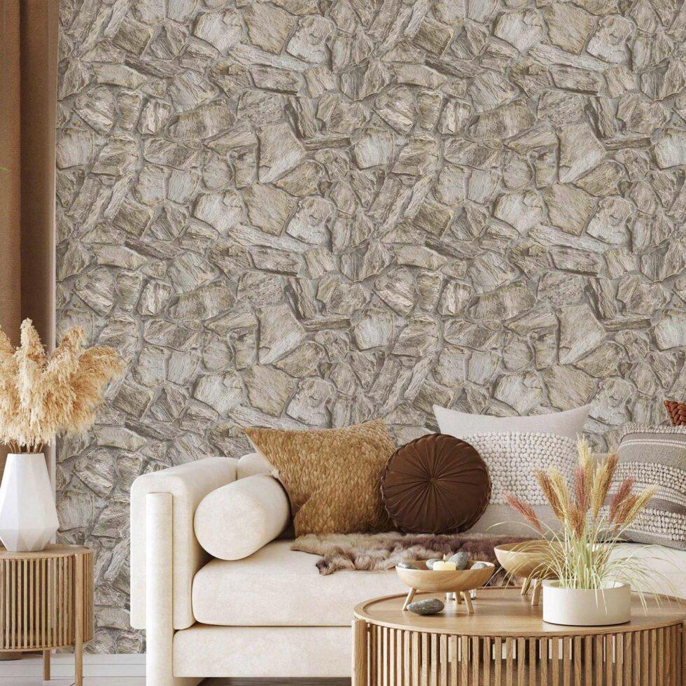 Modern Stone Design Wallpaper Cream Code 23114-1 - Image 2