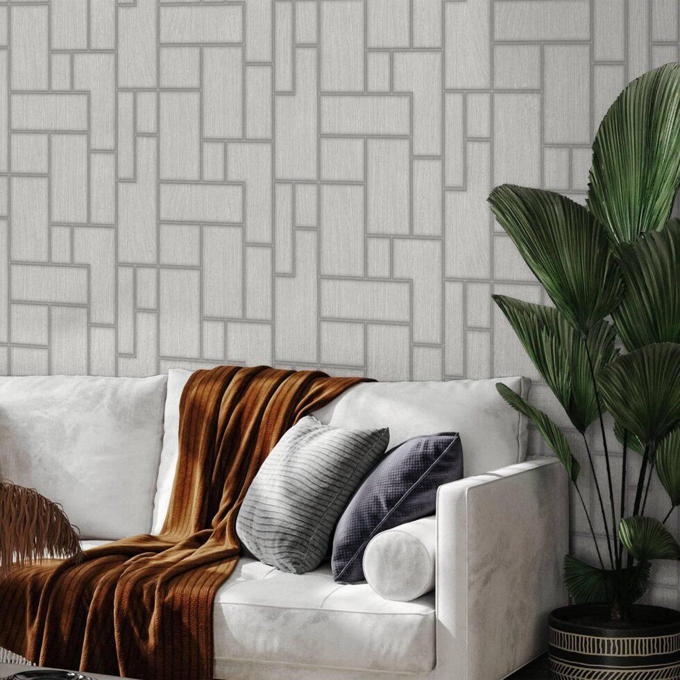 Modern Geometric Design Wallpaper Silver Code 23108-1 - Image 6