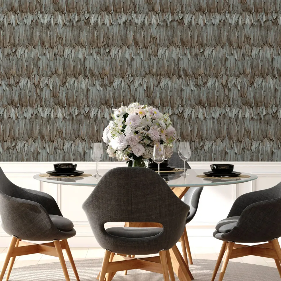 Modern Bird Feather Patterned Wallpaper Brown Code 9913-5 - Image 6