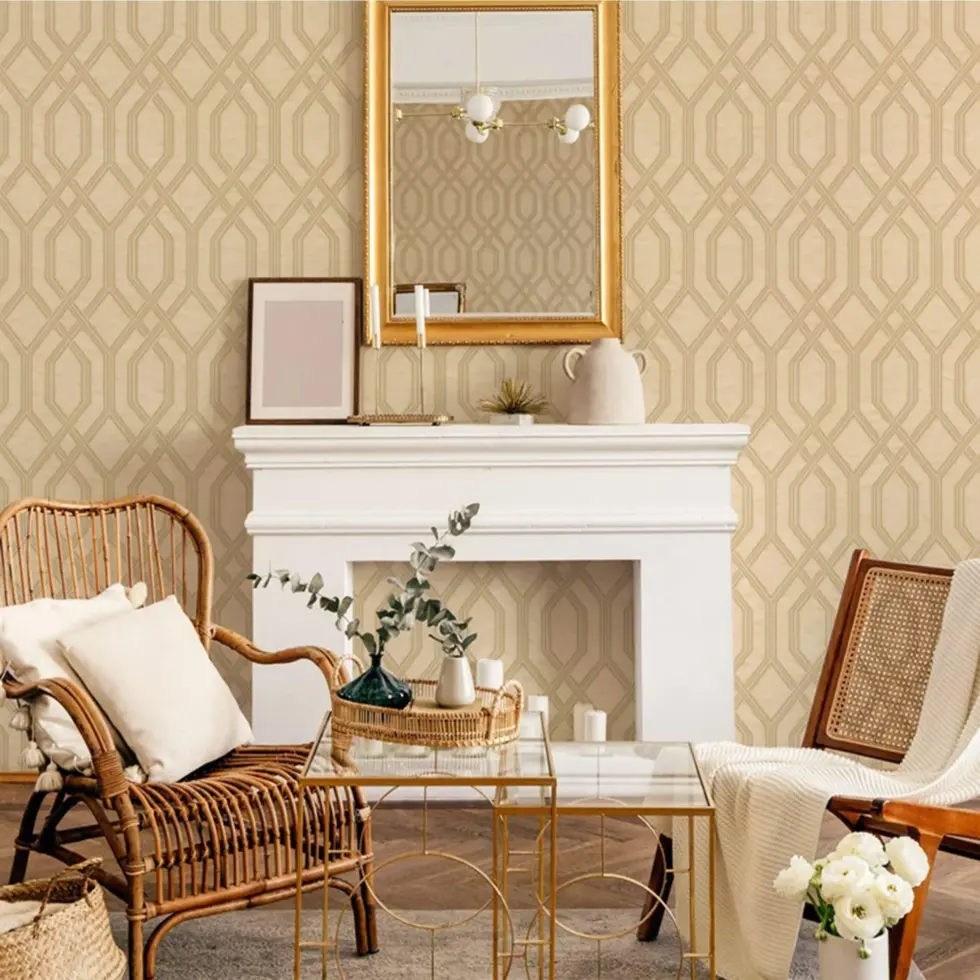 Modern Geometric Wallpaper Cream Code 1502-2 - Image 2