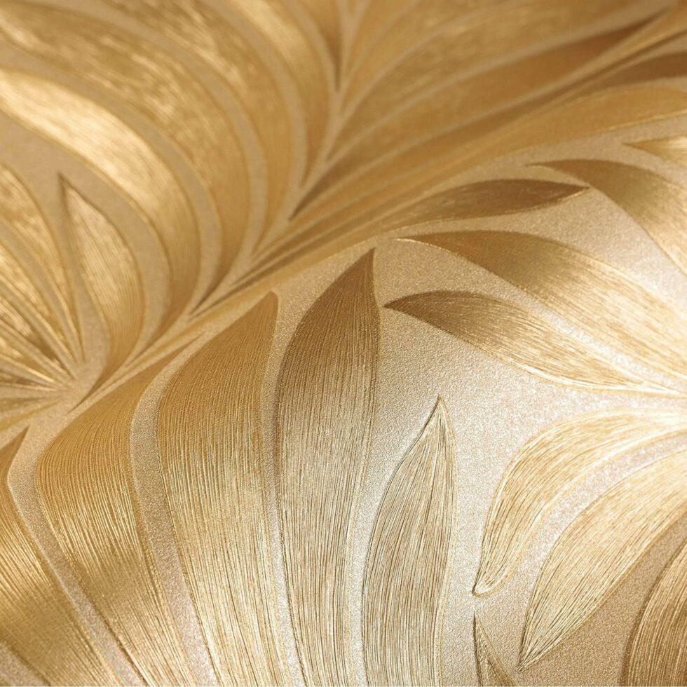 Tropical stylized leaves pattern wallpaper Gold Code 7812-5 - Image 3