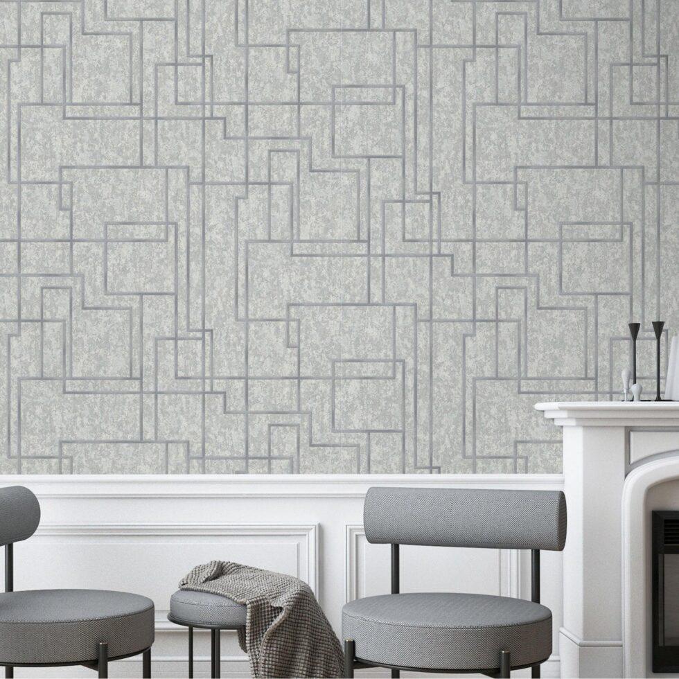 Geometric Wallpaper Gray Code 1202-3 - Image 2