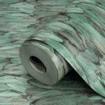Modern Bird Feather Patterned Wallpaper Green Code 9913-4