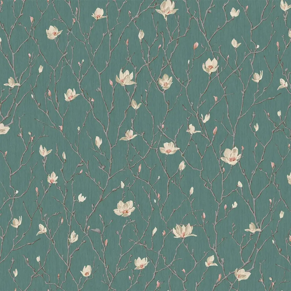 Branches of Tree in Blossom - flower motif wallpaper Green Code 7800-4 - Image 5