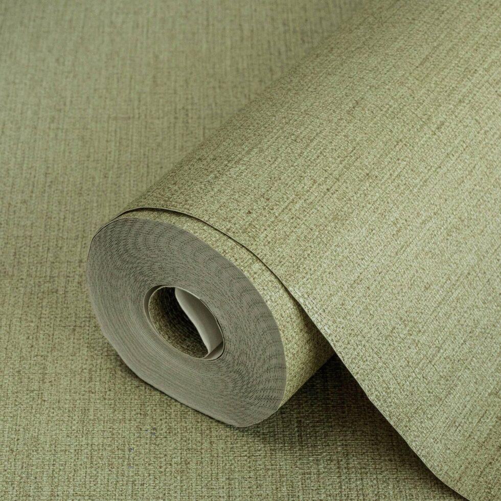 Natural Fabric Burlap Texture Wallpaper Green Code 3707-6