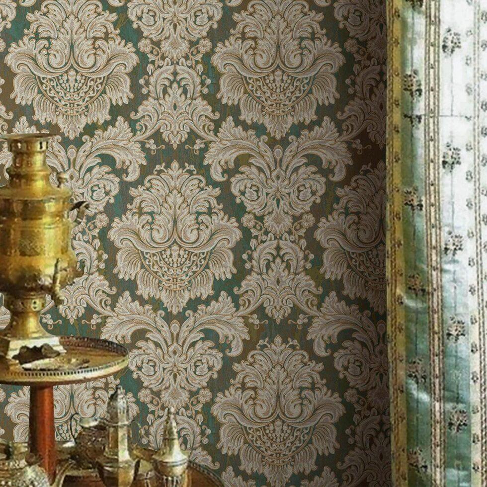 Rich baroque damask pattern wallpaper Green Code 7807-4 - Image 2