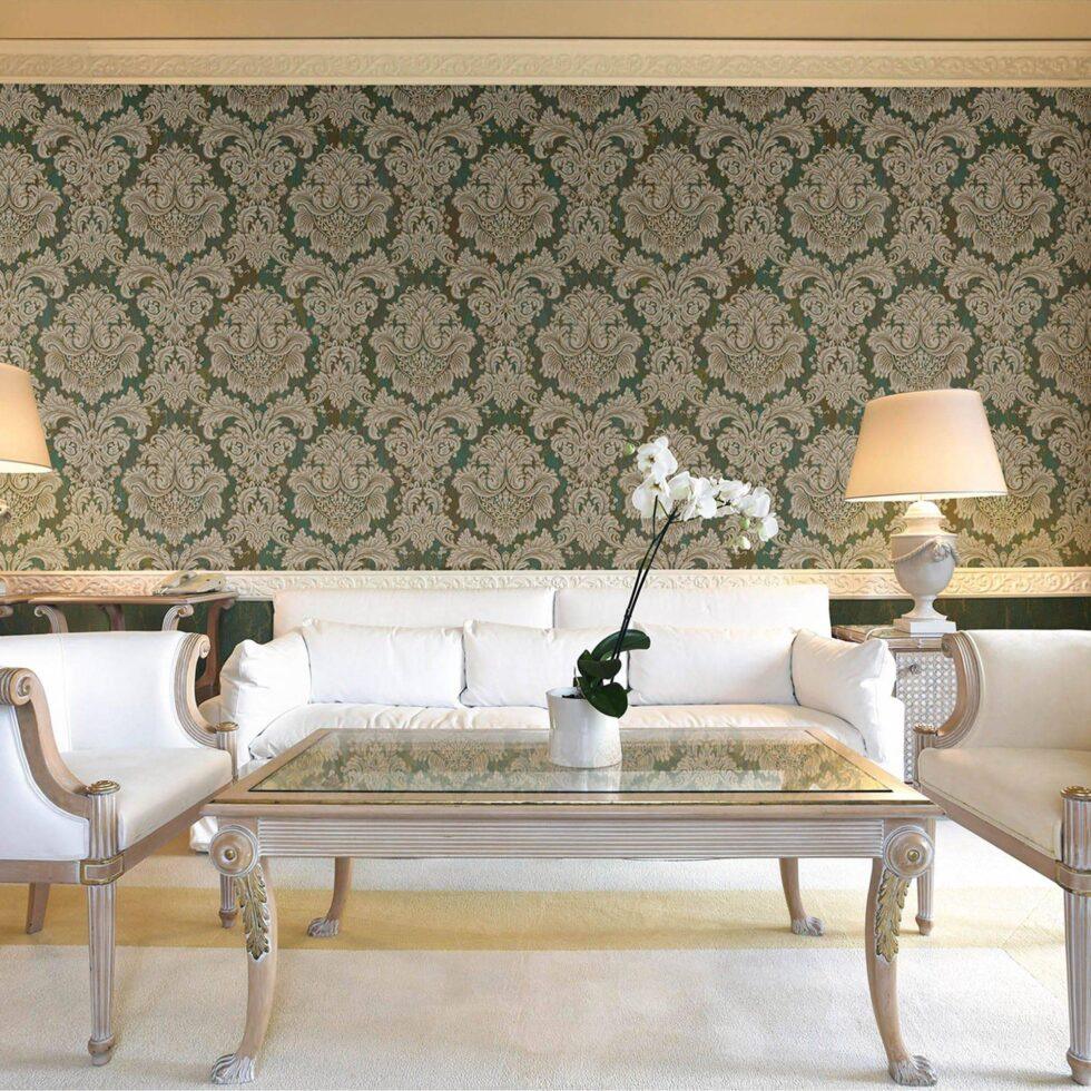 Rich baroque damask pattern wallpaper Green Code 7807-4 - Image 6