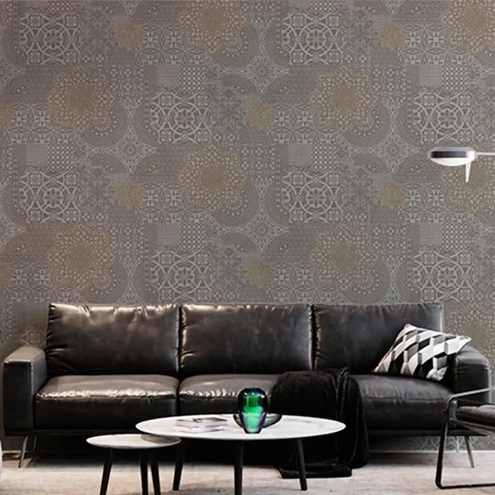 Geometric Damask Design Wallpaper Gray Code 1409-5 - Image 2