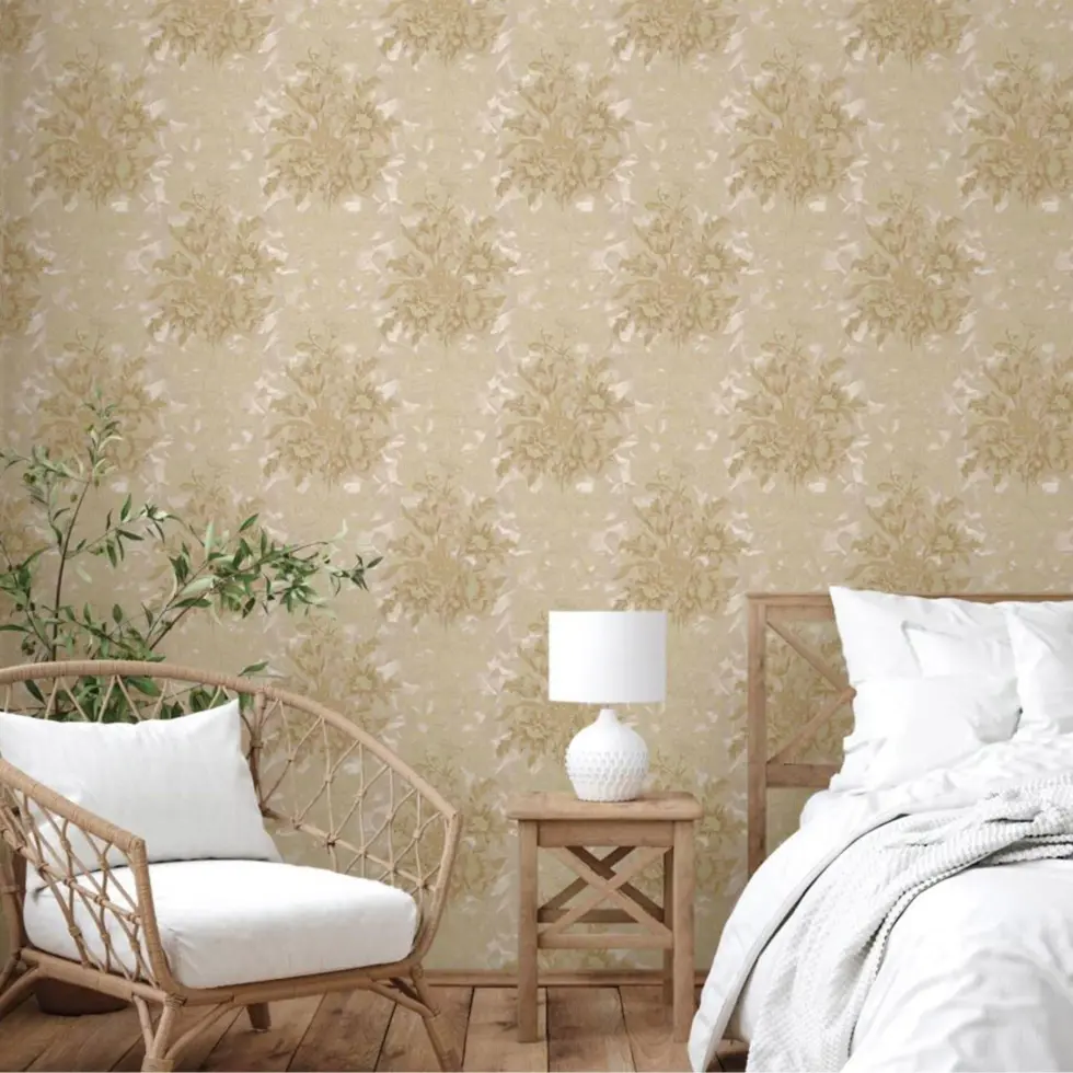 Floral detailed Rococo damask pattern wallpaper Beige Code 7805-2 - Image 2