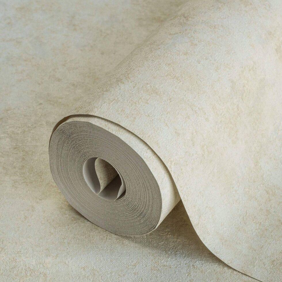 Abstract Plain Fabric Textured Wallpaper Cream Code 3710-1