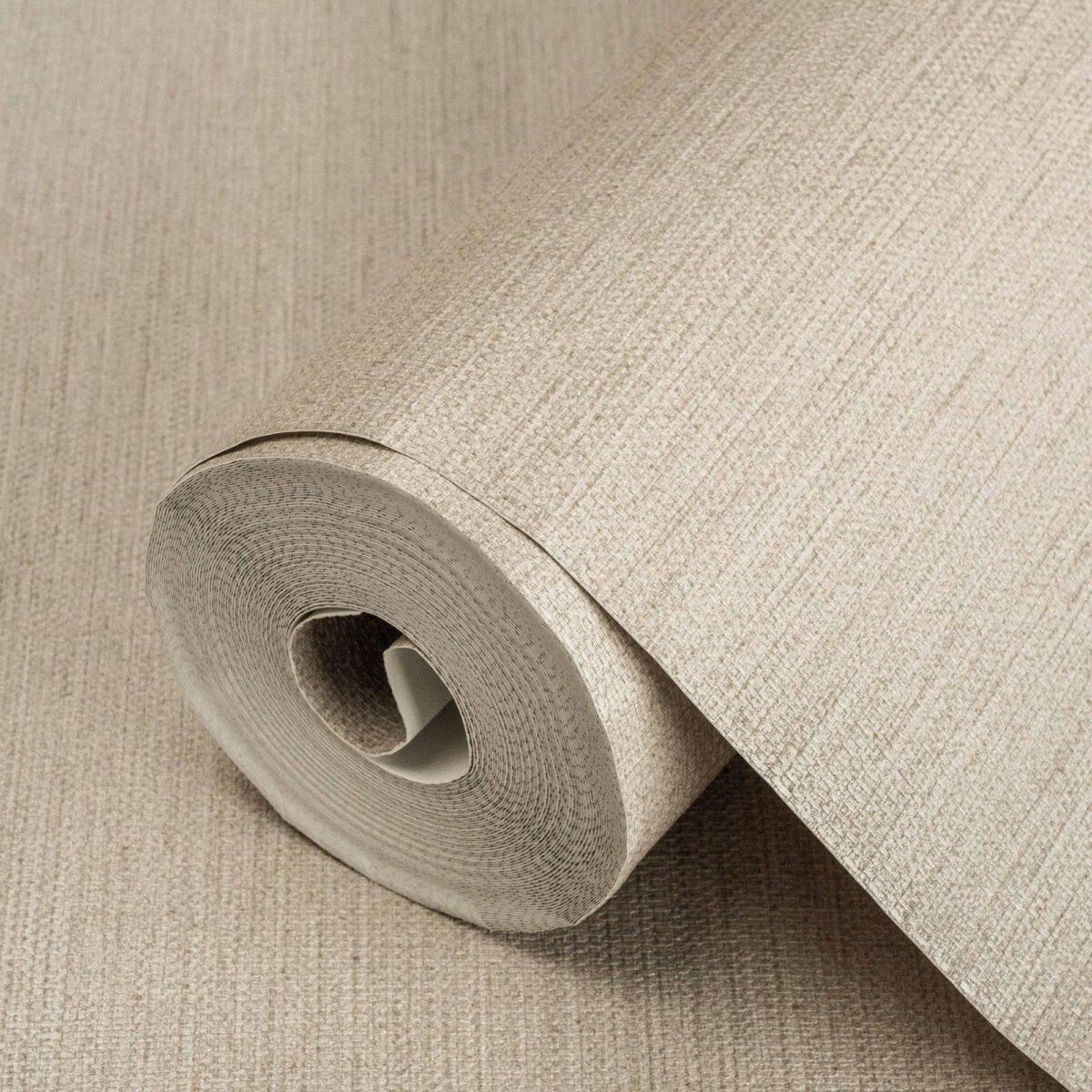 Natural Fabric Burlap Texture Wallpaper Beige Code 3707-3 - Image 1