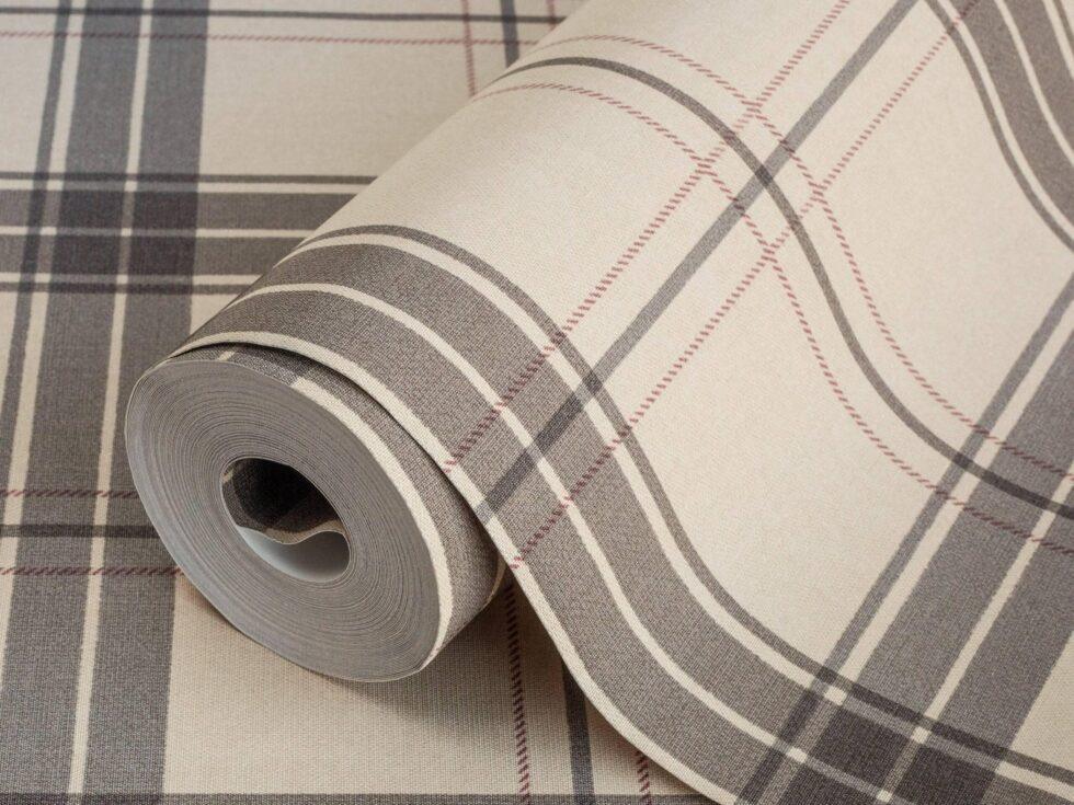 Burberry Textile Inspiration Checkered Pattern Wallpaper Brown Code 3714-3