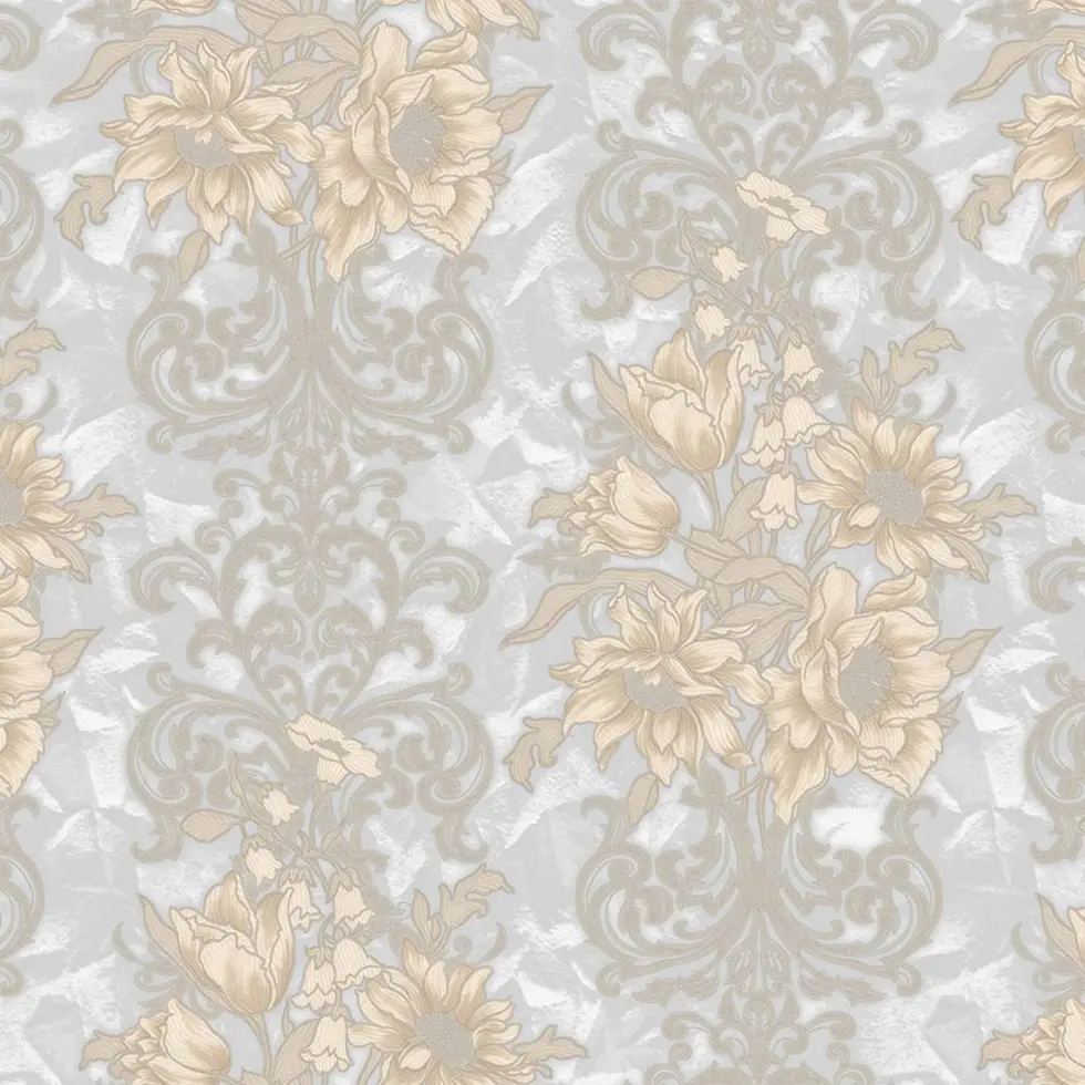 Floral detailed Rococo damask pattern wallpaper Gray Code 7805-5 - Image 5