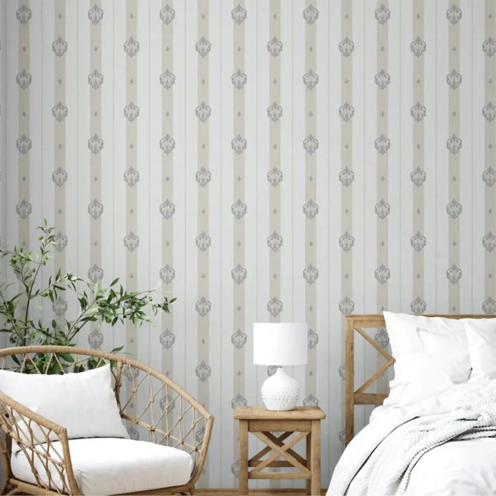 Striped wallpaper with neoclassical discreet ornament Gray Code 7804-3 - Image 5