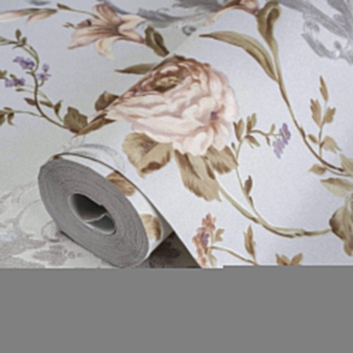 Floral damask with blooming roses ornament wallpaper Purple Code 7803-3 - Image 1