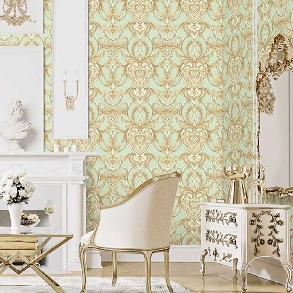 Classical Damask Wallpaper Green Code 1308-4 - Image 2