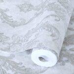 Rich Damask Design Wallpaper White Code 1303-1