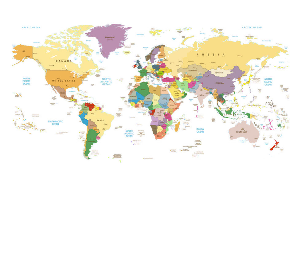 Code M908 - World Map Mural Wallpaper - Image 2