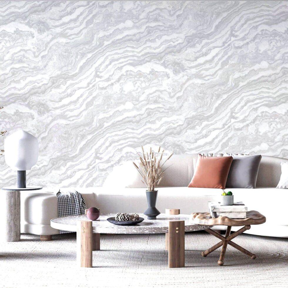 Modern Stone Design Wallpaper White Code 23102-1 - Image 2
