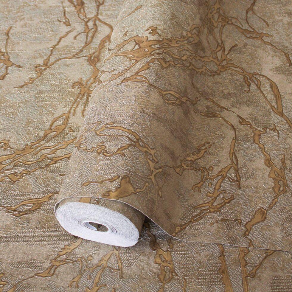 Gold Vein Shaped Wallpaper Brown Code 1503-4