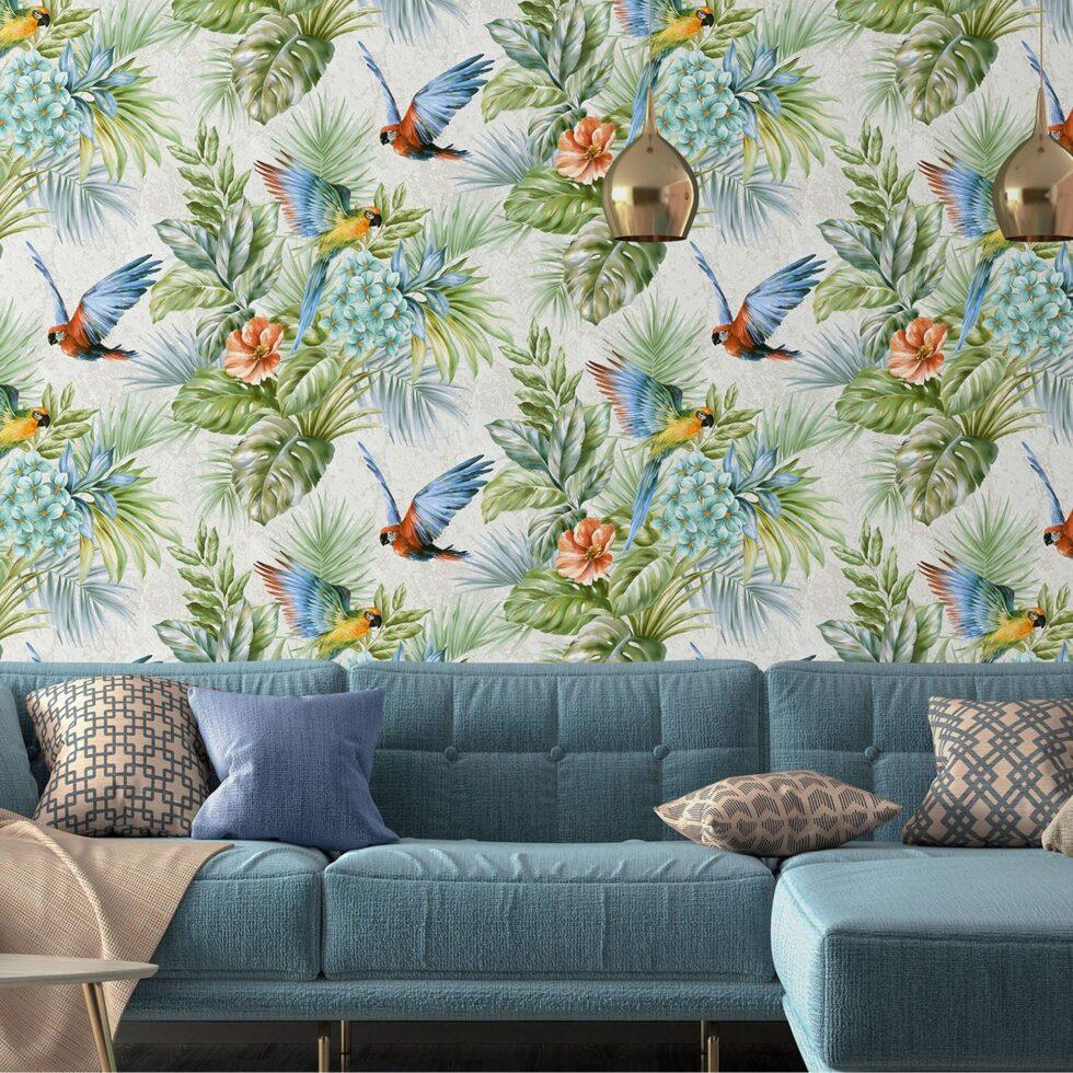 Wallpaper Parrot and Tropical Plant Trend Beige Code 9905-3 - Image 6
