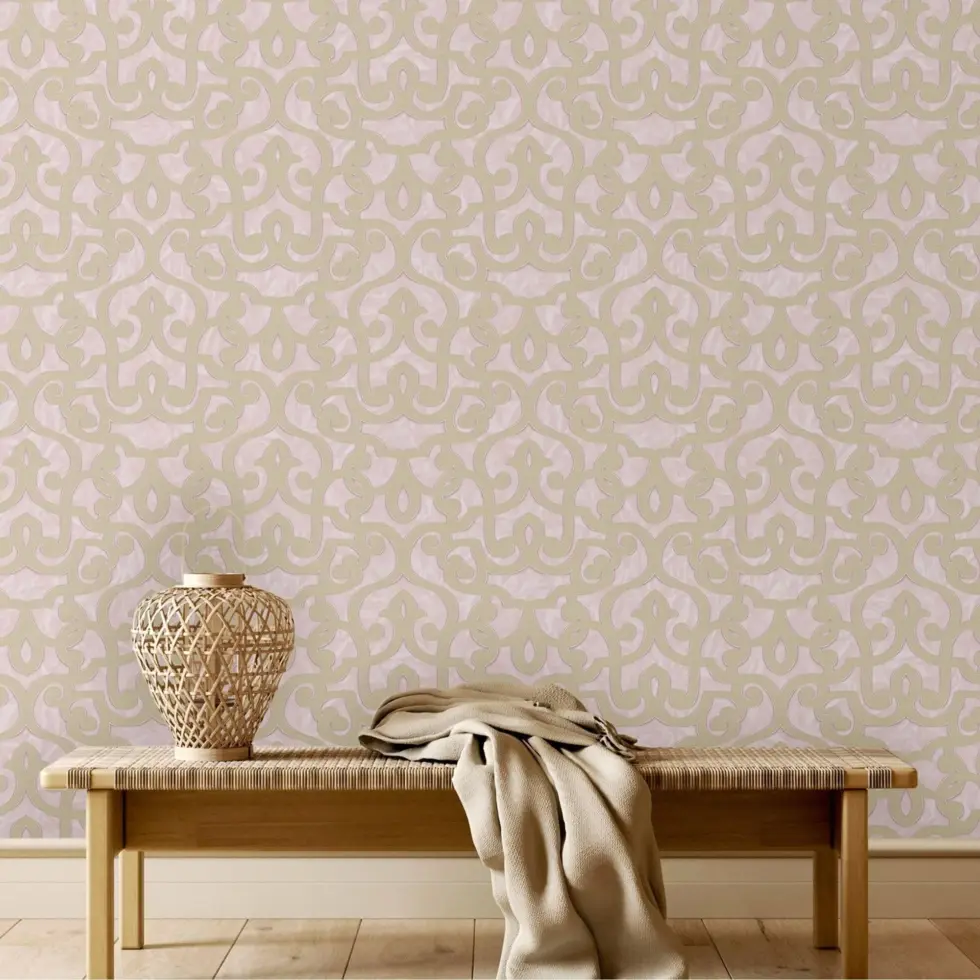 Bold neoclassical damask ornament wallpaper Pink Code 7810-3 - Image 2