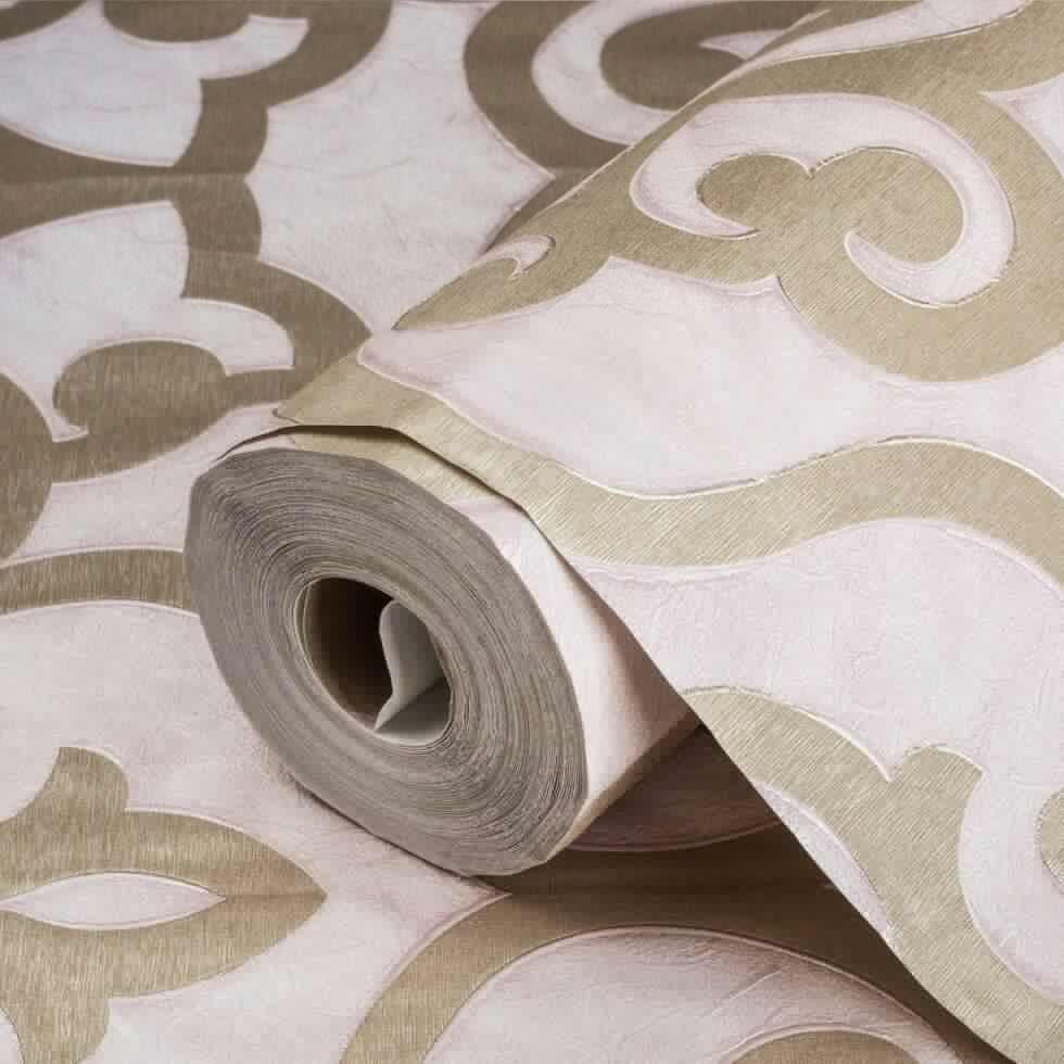 Bold neoclassical damask ornament wallpaper Pink Code 7810-3