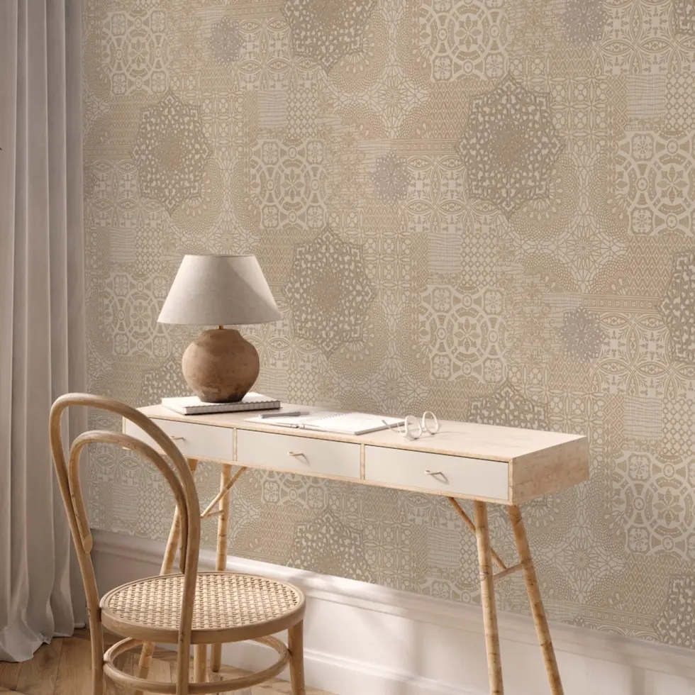 Geometric Damask Design Wallpaper Brown Code 1409-3 - Image 5