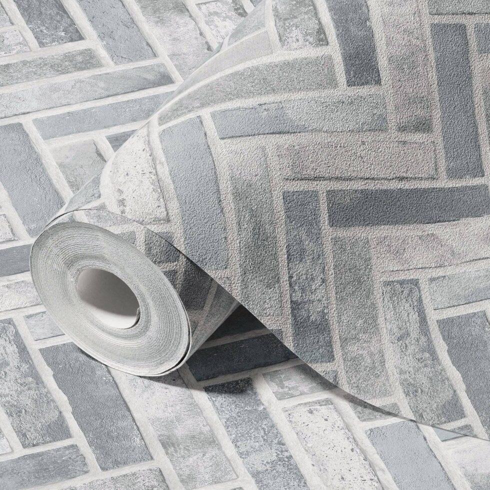 Modern Tile Design Wallpaper Gray Code 23105-2