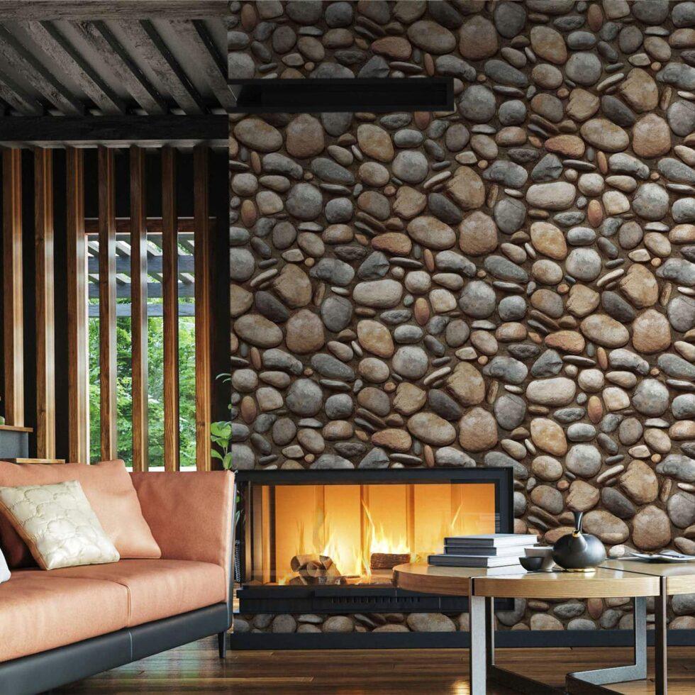 Modern Stone Design Wallpaper Brown  Code 23113-2 - Image 2