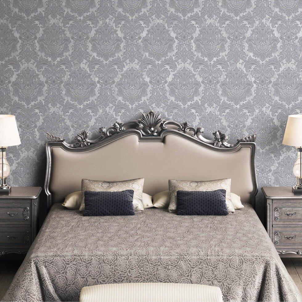 Rich baroque damask pattern wallpaper Gray Code 7807-2 - Image 2