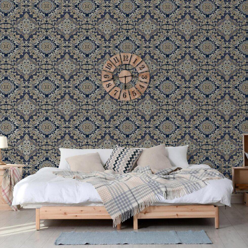 Damask Design Wallpaper Blue Code 1301-5 - Image 6