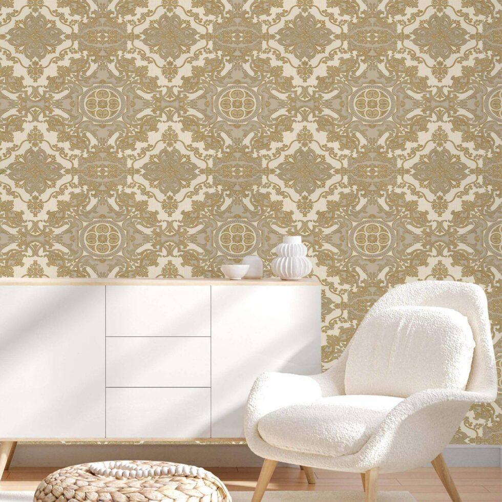 Damask Design Wallpaper Cream Code 1301-4 - Image 2