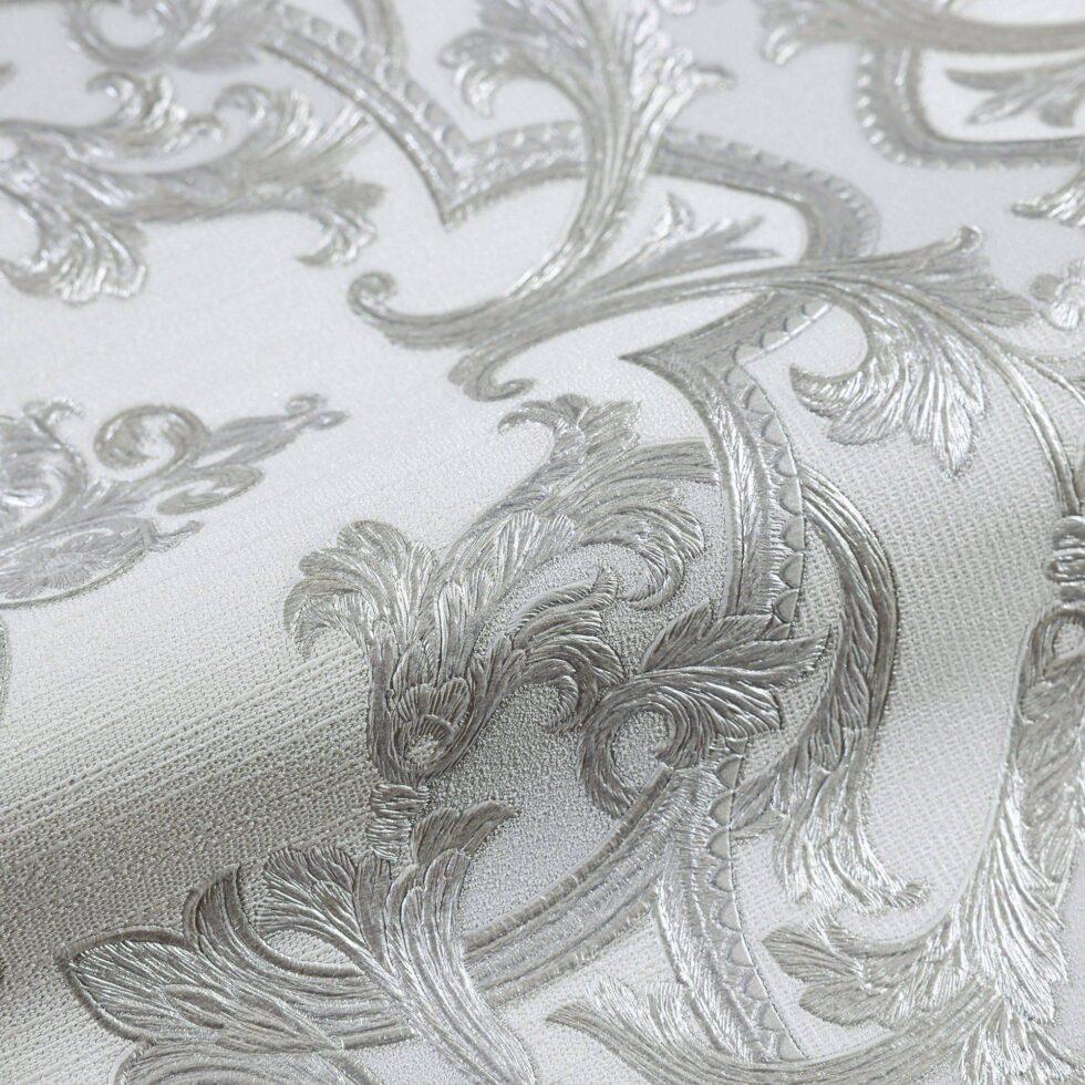 Damask Design Wallpaper White Code 1301-1 - Image 4