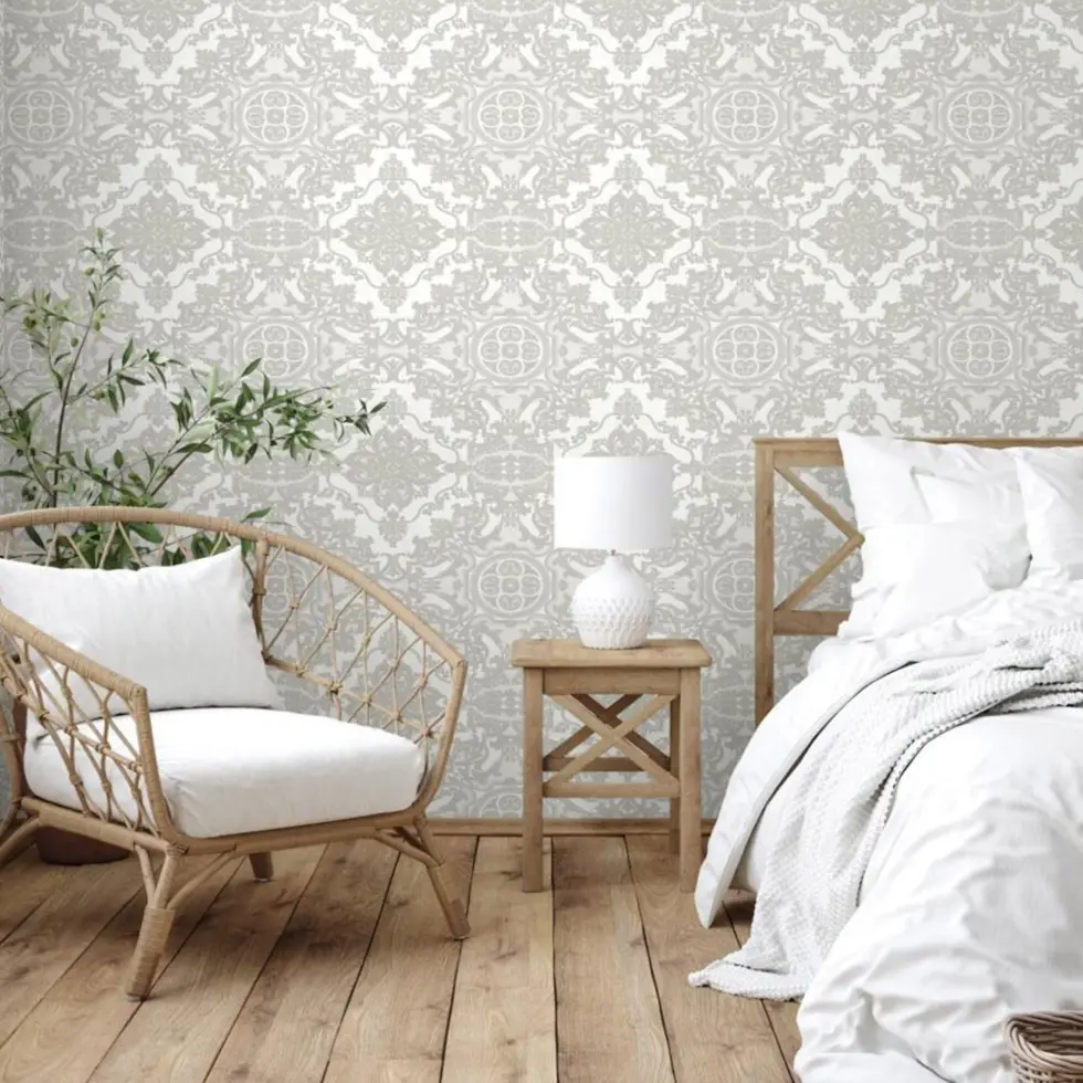 Damask Design Wallpaper White Code 1301-1 - Image 6