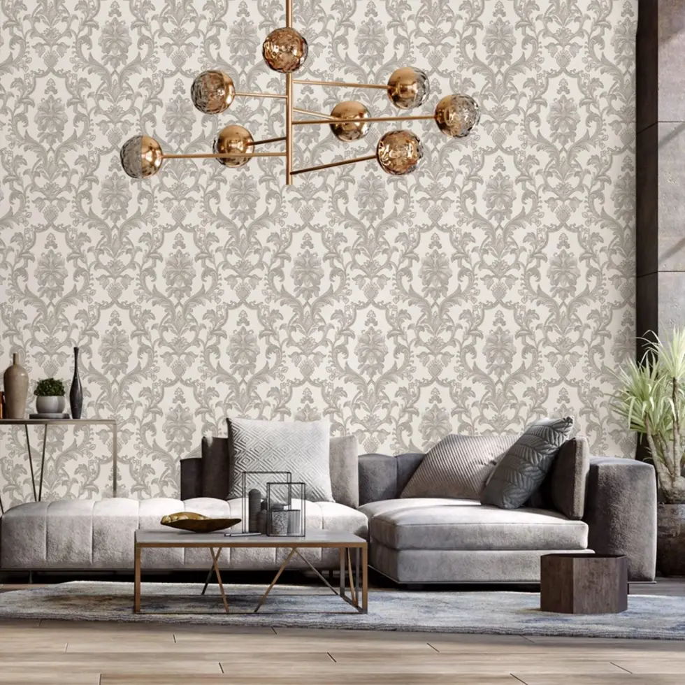 Classic Damask Design Wallpaper Gray Code 1407-3 - Image 2