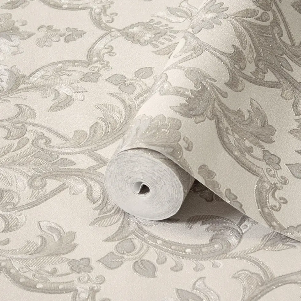 Classic Damask Design Wallpaper White Code 1407-1